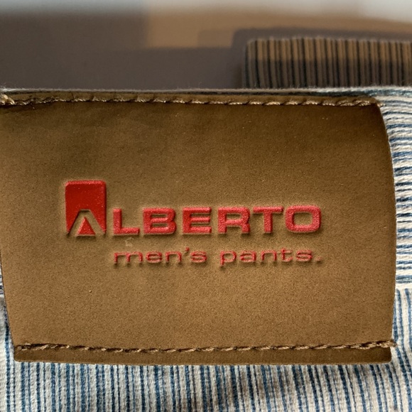 Alberto Mens White/Blue/Gray Multistripe Pants - Picture 6 of 9